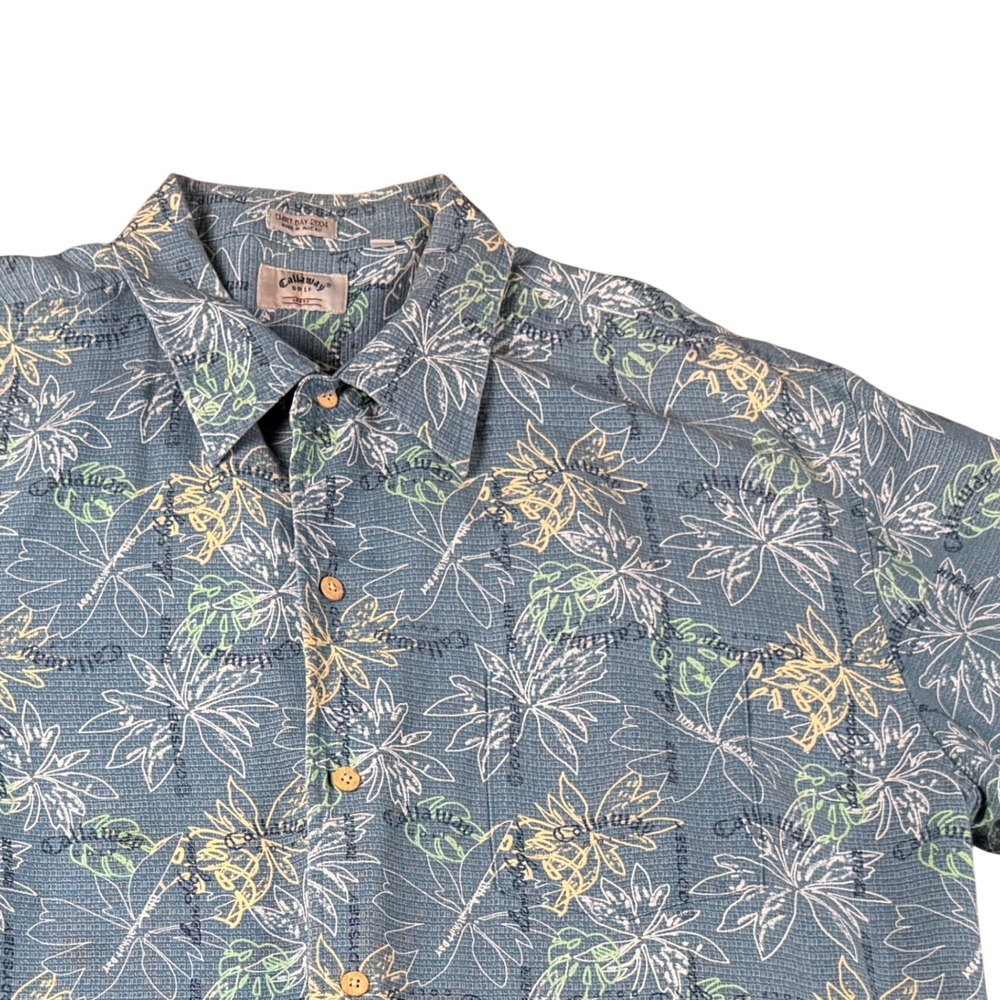 Vintage Callaway Golf Hawaiian Shirt Mens XXL Blue Floral Odyssey Ben Hogan - Picture 1 of 6